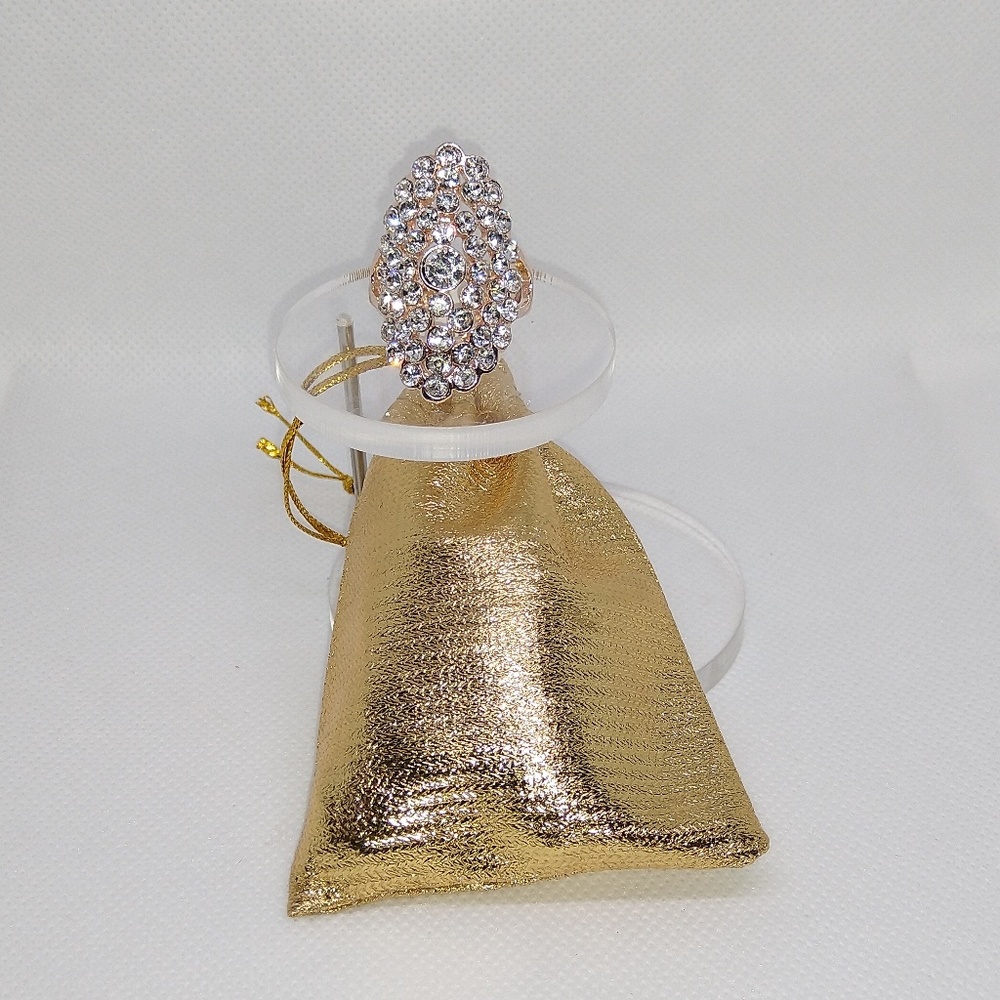 Rose Gold Big Cubic Zirconia Rhinestones Ring